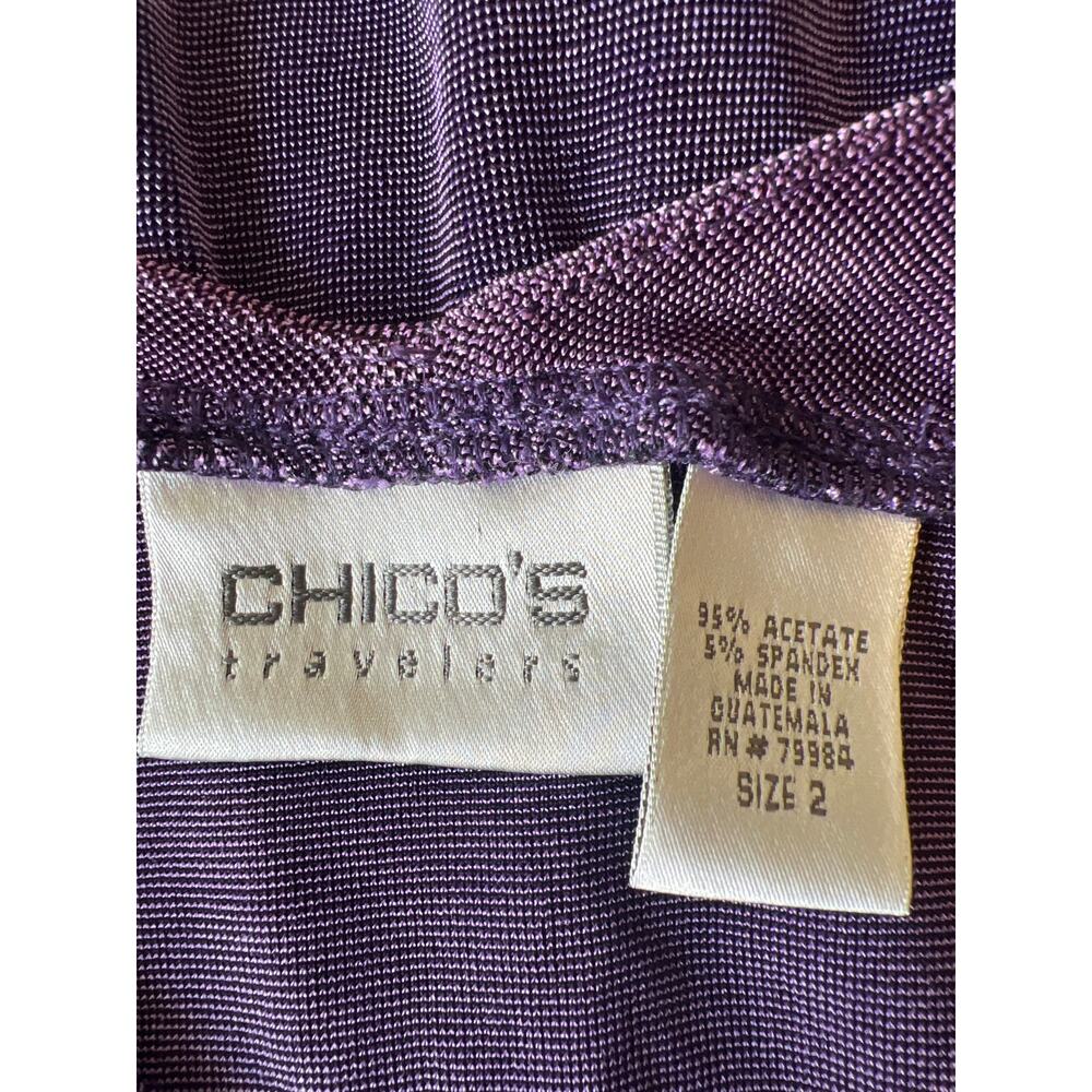 Chico's Travelers Purple Slinky Knit V-Neck Sleeveless Tank Top Size 2 / Large - Picture 3 of 4